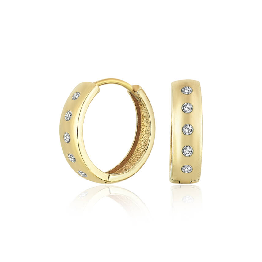 Altın Beş Taşlı Halka Küpe - Semih Haşhaş Kuyumculuk