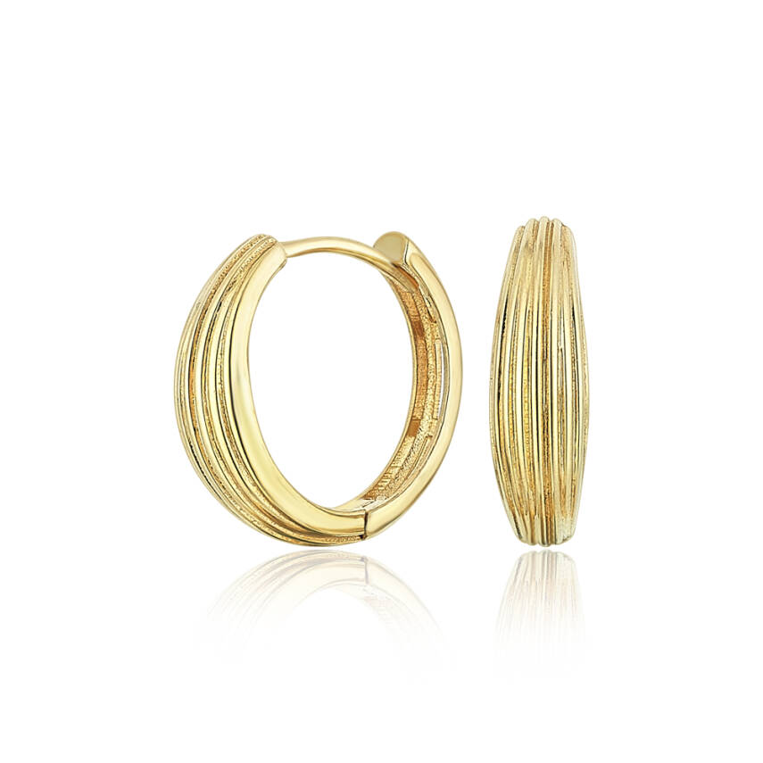 Altın Çizgi Desenli Halka Küpe - Semih Haşhaş Kuyumculuk