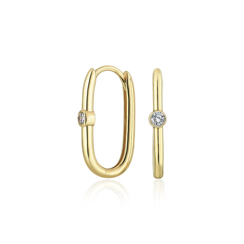 Altın Tek Taş Zincir Küpe - Semih Haşhaş Kuyumculuk