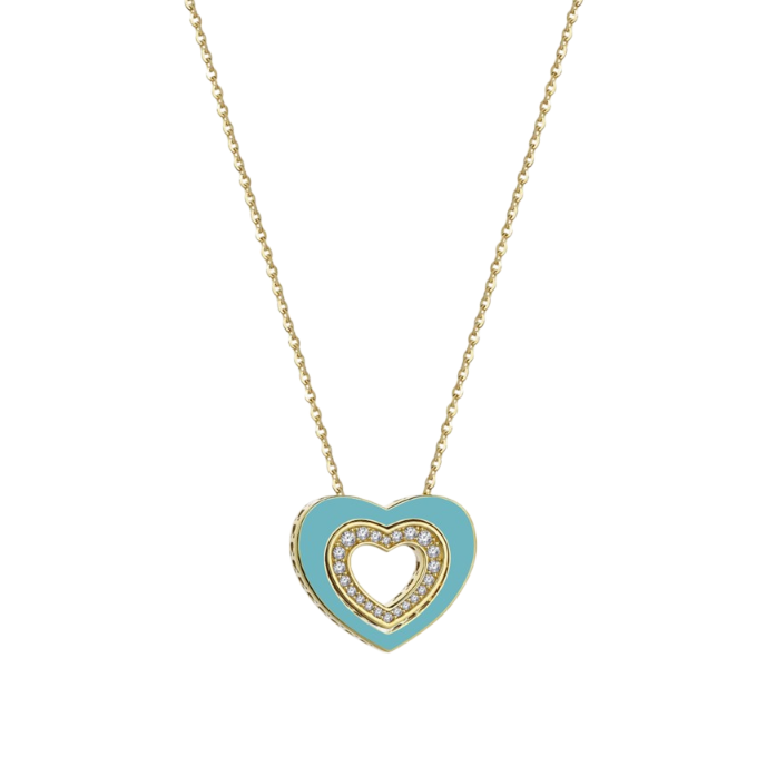Cetaş Minima Turkuaz Mineli Altın Kalp Kolye - Cetaş 
