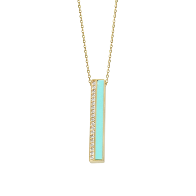 Cetaş Minima Turkuaz Mineli Altın Taşlı Kolye - Cetaş 