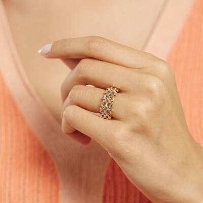 Dorika Toplu Zikzak Altın Yüzük - 1