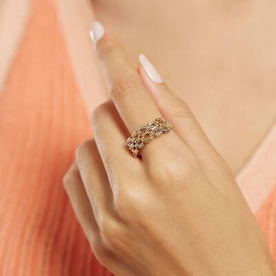 Dorika Toplu Zikzak Altın Yüzük - 2