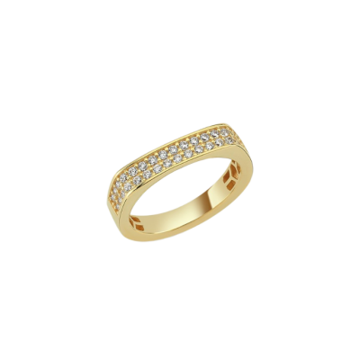 Eterna Taş Detaylı Köşeli Cetaş Altın Yüzük - 1