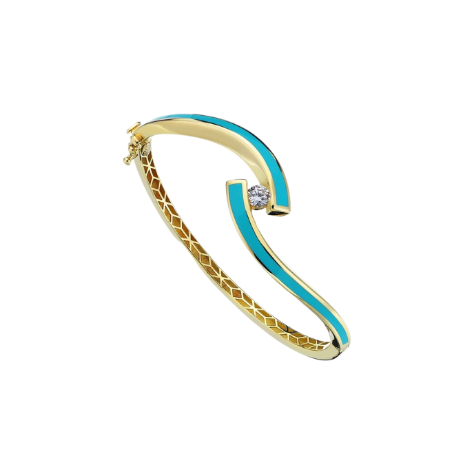 Eterna Yin-Yang Turkuaz Mineli Cetaş Altın Kelepçe - Cetaş 