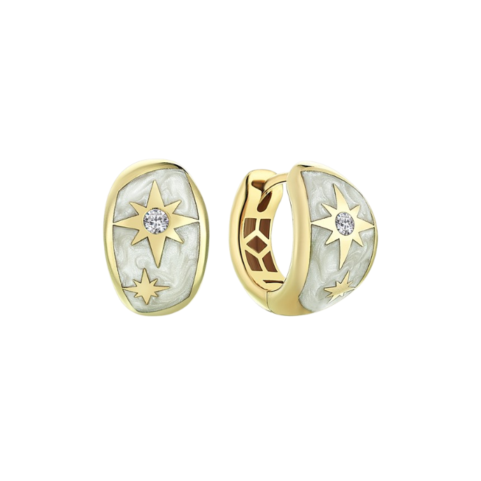 Polaris Sedef Mineli Altın Cetaş Küpe - Cetaş 