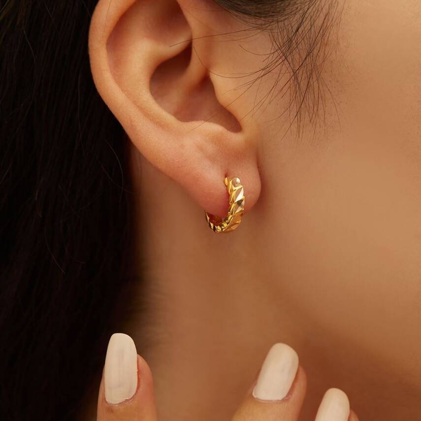 Pul Pul Detaylı Altın Halka Küpe - Semih Haşhaş Kuyumculuk