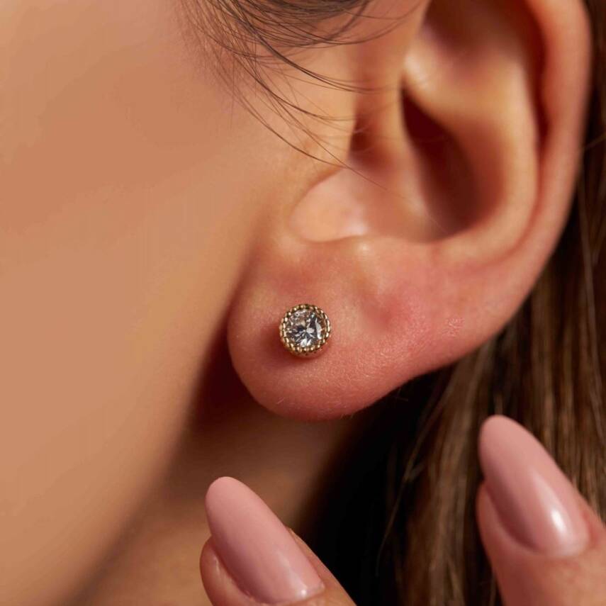 Sıra Toplarının Şık Dizilişi Şık Altın Küpe - Semih Haşhaş Kuyumculuk