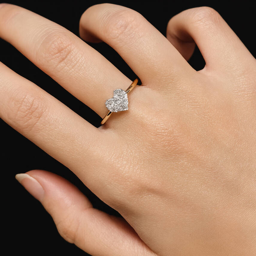 Taşlı Kalp Kesim Altın Yüzük - Semih Haşhaş Kuyumculuk (1)