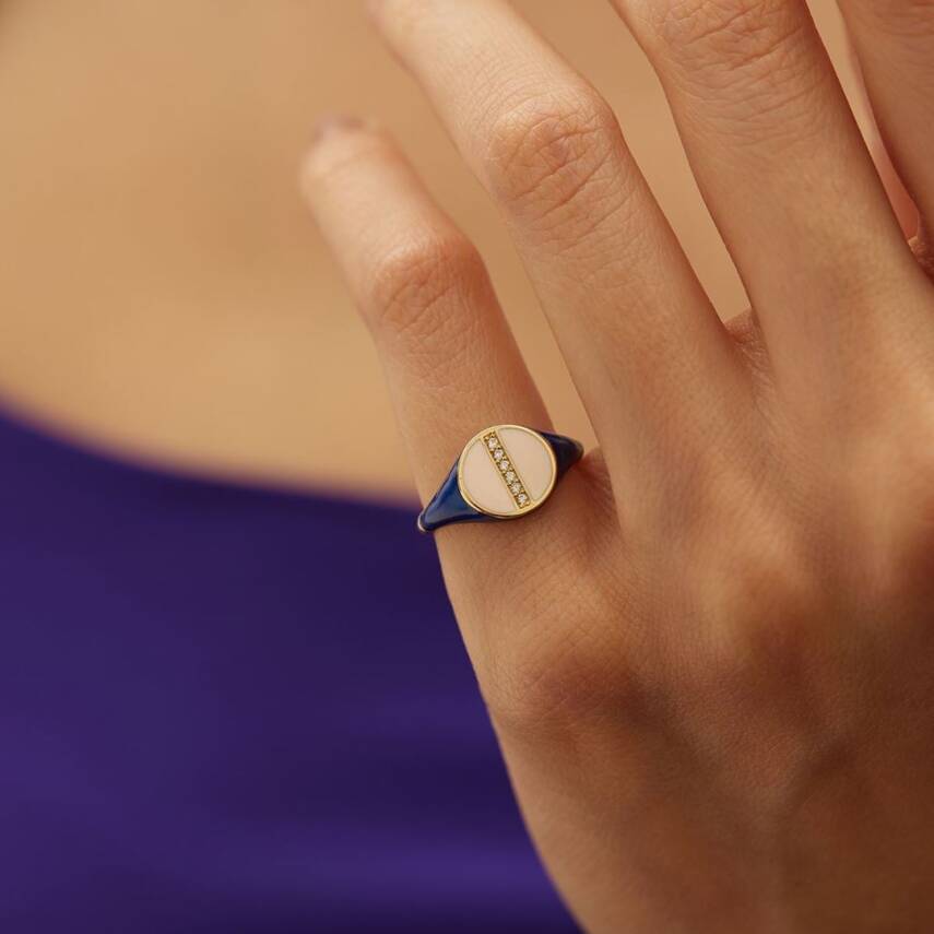 Taşlı Koyu Mavi Mineli Şövalye Altın Yüzük - Semih Haşhaş Kuyumculuk