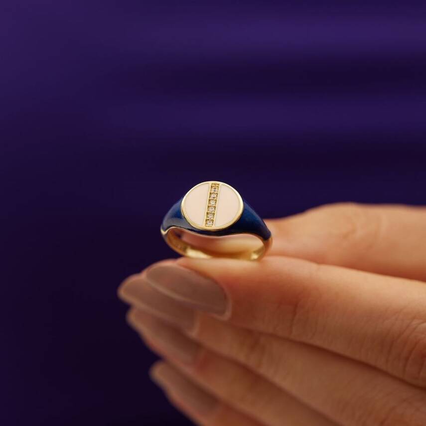 Taşlı Koyu Mavi Mineli Şövalye Altın Yüzük - Semih Haşhaş Kuyumculuk (1)