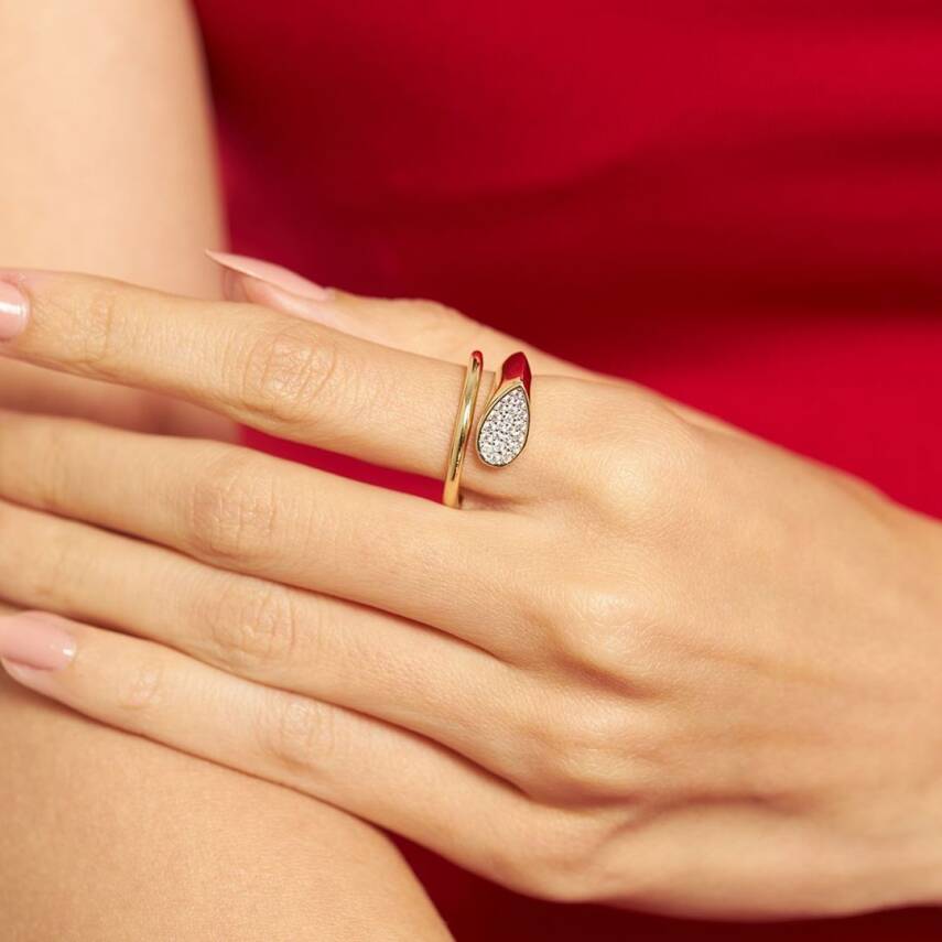 Taşlı Sarmal CETAŞ Altın Yüzük - CETAŞ