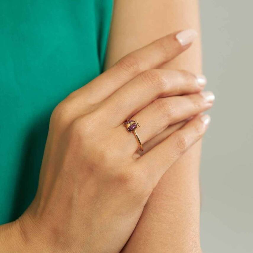 Taşlı Uğur Böceği Altın Yüzük - Semih Haşhaş Kuyumculuk