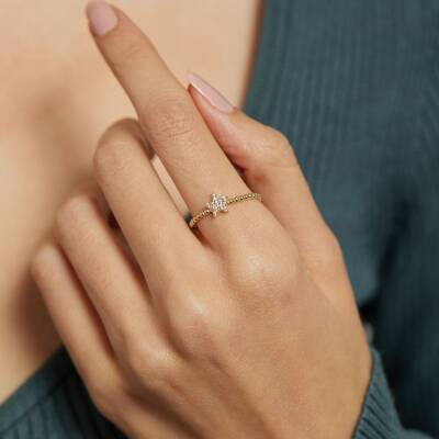 Taşlı Yıldız Altın Yüzük - 1