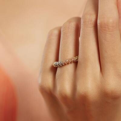 Tek Sıra Dorikalı Altın Yüzük - 1