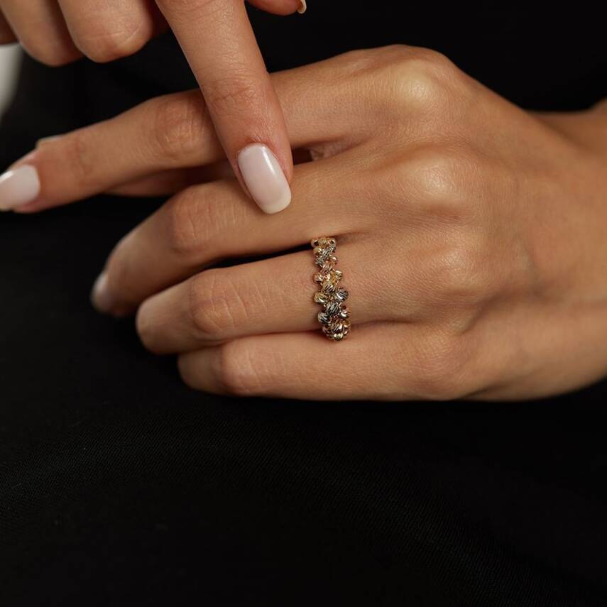 Üç Renkli Dorika Altın Yüzük - Semih Haşhaş Kuyumculuk