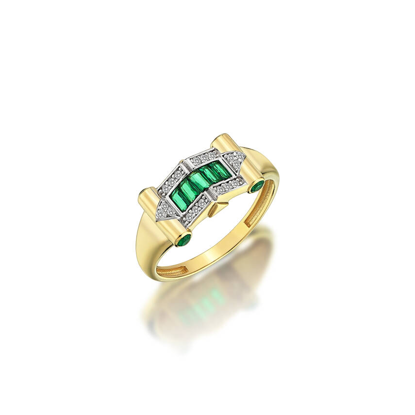 Yeşil Baget Taşlı Altın Yüzük - Semih Haşhaş Kuyumculuk