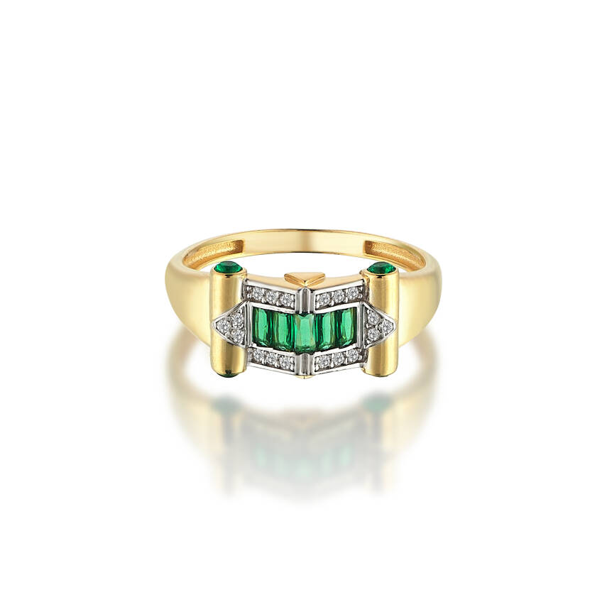 Yeşil Baget Taşlı Altın Yüzük - Semih Haşhaş Kuyumculuk (1)