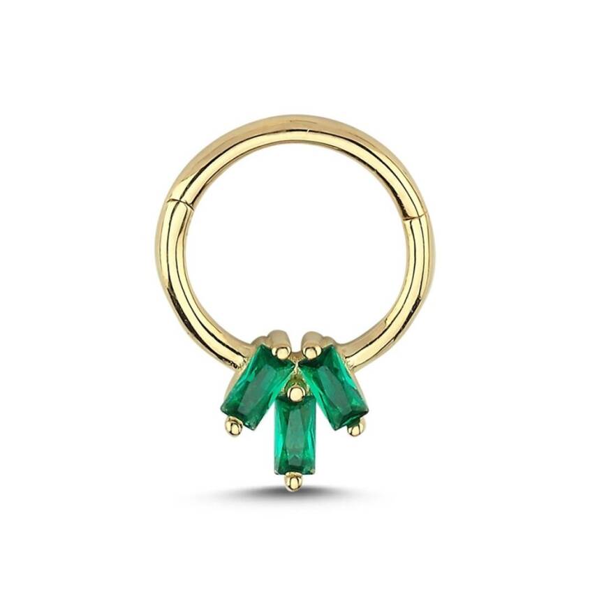 Yeşil Taşlı Altın Helix Piercing - Semih Haşhaş Kuyumculuk