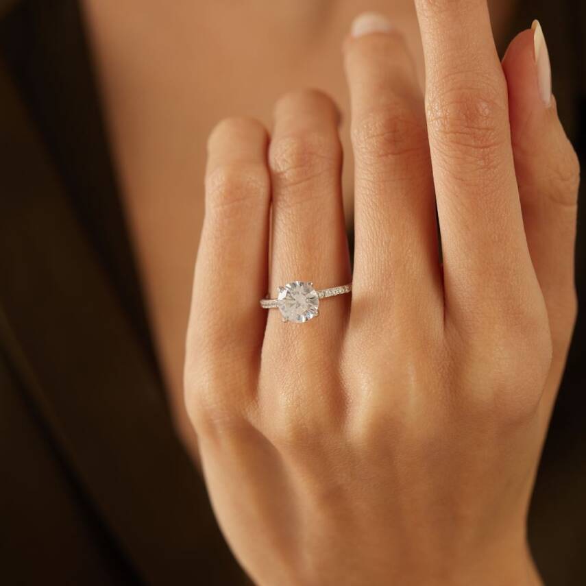 Yuvarlak Baget Beyaz Altın Yüzük - Semih Haşhaş Kuyumculuk