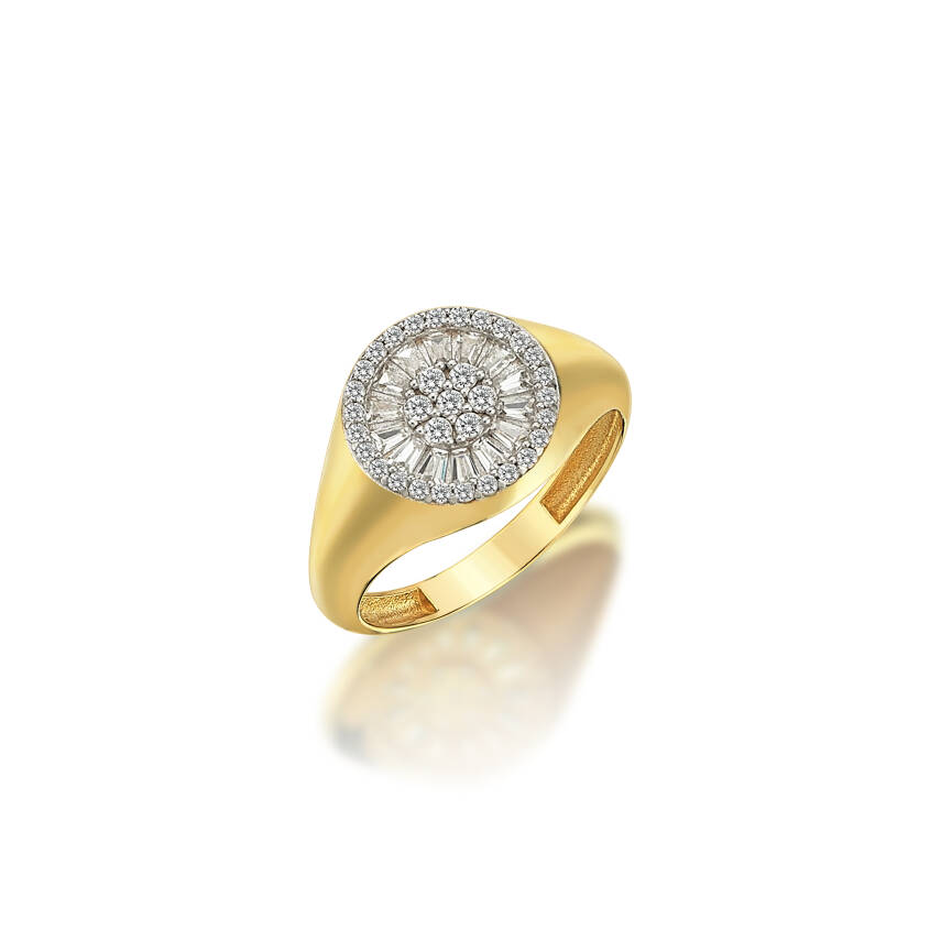 Yuvarlak Baget Taşlı Altın Yüzük - Semih Haşhaş Kuyumculuk